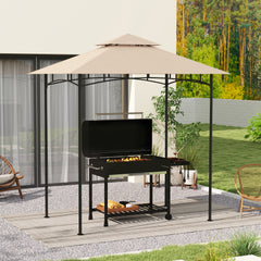 غطاء سقف بديل لشرفة الشواء الخارجية من Outsunny Grill Gazebo بإطار 1.5 × 2.4 متر، حماية UPF50+، طبقة مزدوجة 5 × 8 أقدام، غطاء علوي فقط، لون بيج