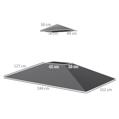 Outsunny Grill Gazebo Replacement Canopy Roof for 1.5 x 2.4m Frame, UPF50+ Protection, Double Tiered 5' x 8' Outdoor BBQ Gazebo Cover Replacement, TOP COVER ONLY, Dark Grey