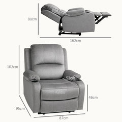 HOMCOM Microfibre Manual Reclining Armchair, with Footrest - Grey