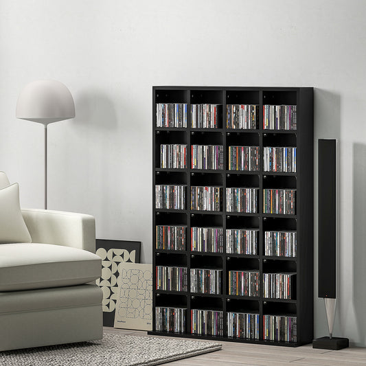 HOMCOM CD Storage Unit with Adjustable Shelves, 89 x 130.5 cm, Black