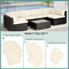 Outsunny Garden Rattan Sofa Cushion Polyester Cover Replacement Outdoor- No Cushion Included Beige