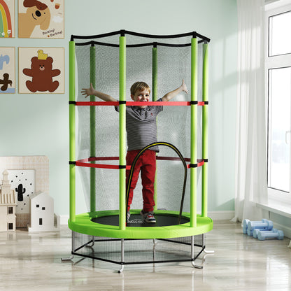 HOMCOM Kids Trampoline, with Enclosure Net, Steel Frame, for Ages 3-6 Years - Green