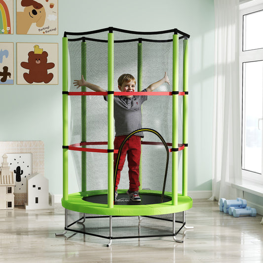 HOMCOM Kids Trampoline, with Enclosure Net, Steel Frame, for Ages 3-6 Years - Green