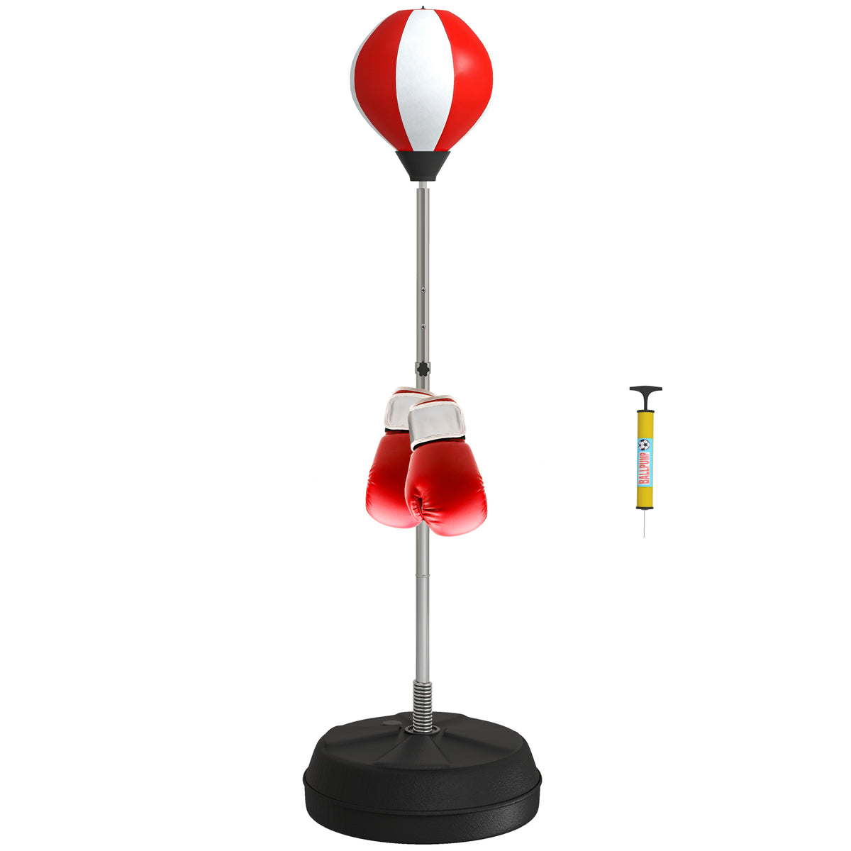 HOMCOM Punching Bag with Stand, Free Standing Boxing Set, Speed Bag with Speedball Adjustable Height from 126cm to 144cm for Teens, Red