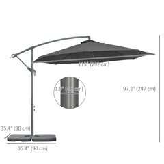 Outsunny 3(m) Garden Banana Parasol Cantilever Umbrella with Crank Handle, Cross Base, Weights and Cover for Outdoor, Hanging Sun Shade, Black