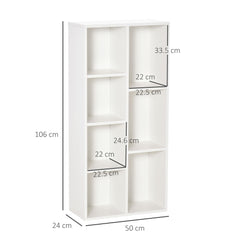 HOMCOM Seven-Cube Bookcase - White Wood Effect