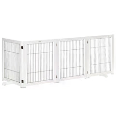 PawHut Freestanding Folding Pet Gate 4 Panels Dog Puppy Barrier with Support Feet