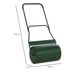 Outsunny 40L Lawn Roller Drum Scraper Bar Collapsible Handle Water or Sand Filled â32cm Green