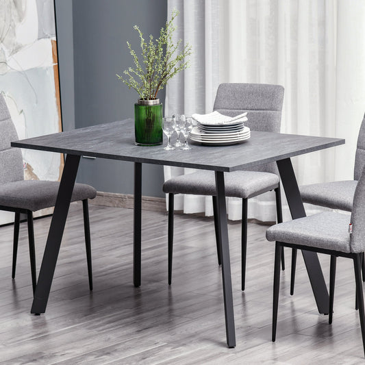 HOMCOM Dining Table, Contemporary Rectangle Kitchen Table with Metal Legs and Spacious Tabletop for Dining Room, Living Room, Dark Grey