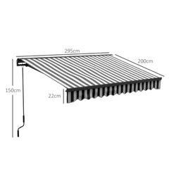 Outsunny 3 x 2m Aluminium Frame Electric Awning, with Remote - Grey/White