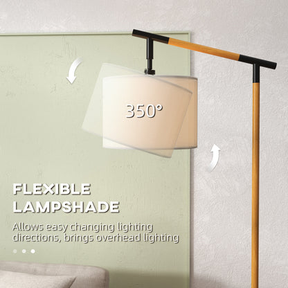 HOMCOM Metal Frame Floor Lamp with 350√Ç¬∞ Rotating Lampshade, for Living Room and Bedroom, LED Bulb Included, Brown