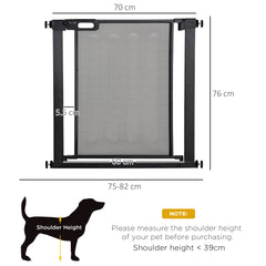 PawHut Dog Safety Gate, for Hallways, Staircases, Doors w/ Automatic Closing Door - Black