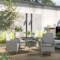 Outsunny Five-Pieces Rattan Dining Set - Light Grey