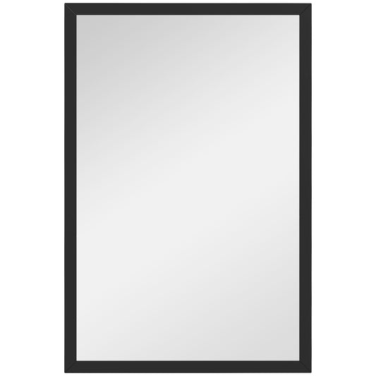 HOMCOM Wall Bathroom Mirror, 60 x 40 cm Wall-Mounted Mirror for Living Room, Bedroom, Hallway, Black