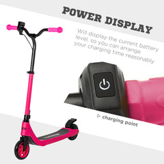 HOMCOM Electric Scooter, 120W Motor E-Scooter, Adjustable Height, Rear Brake for Ages 6+ Years - Pink