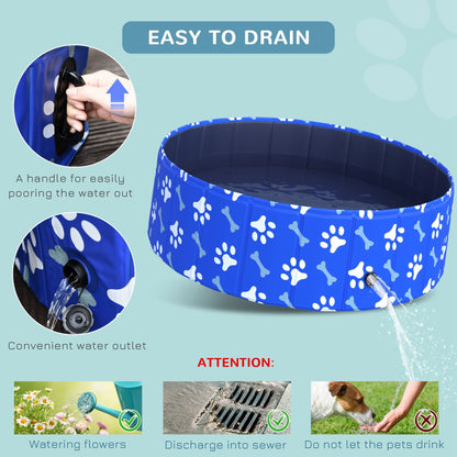 PawHut Foldable Dog Paddling Pool Pet Cat Swimming Pool Indoor/Outdoor Collapsible Bathing Tub Shower Tub Puppy 100 √É‚Äî 30H cm M Sized