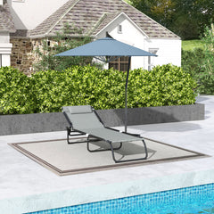 Outsunny Folding Sun Lounger, with Four-Position Back - Light Grey