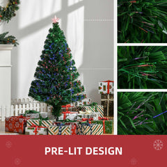 HOMCOM 4FT Pre-Lit Fibre Optic Artificial Christmas Tree Holiday Xmas D√É¬©cor with Tree Topper Multi-Colour