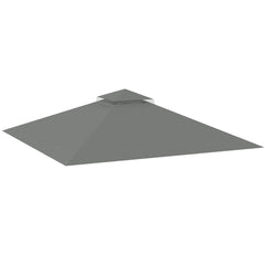 Outsunny 3x3(m) Replacement Gazebo Canopy, Double Tier Roof Top for Garden, Patio, Outdoor, Grey (TOP ONLY)