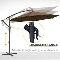 Outsunny 2.45m Overhanging Cantilever Parasol, with Cross Base - Brown