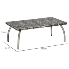 Outsunny PE Wicker Rattan Garden Coffee Table - Mixed Grey