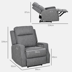 HOMCOM 150√Ç¬∞ Electric Reclining Chair, with USB port and Footrest - Charcoal Grey