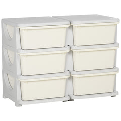 HOMCOM Kids Storage Unit, with Six Drawers - Cream