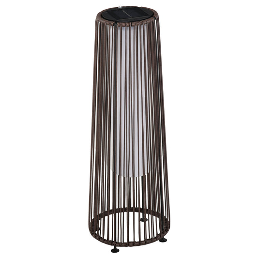 Outsunny Patio Garden PE Rattan Solar Lights Woven Resin Wicker Lantern Auto On/Off Solar Powered Lights for Porch, Yard, Lawn, Courtyard, Indoor & Outdoor Brown