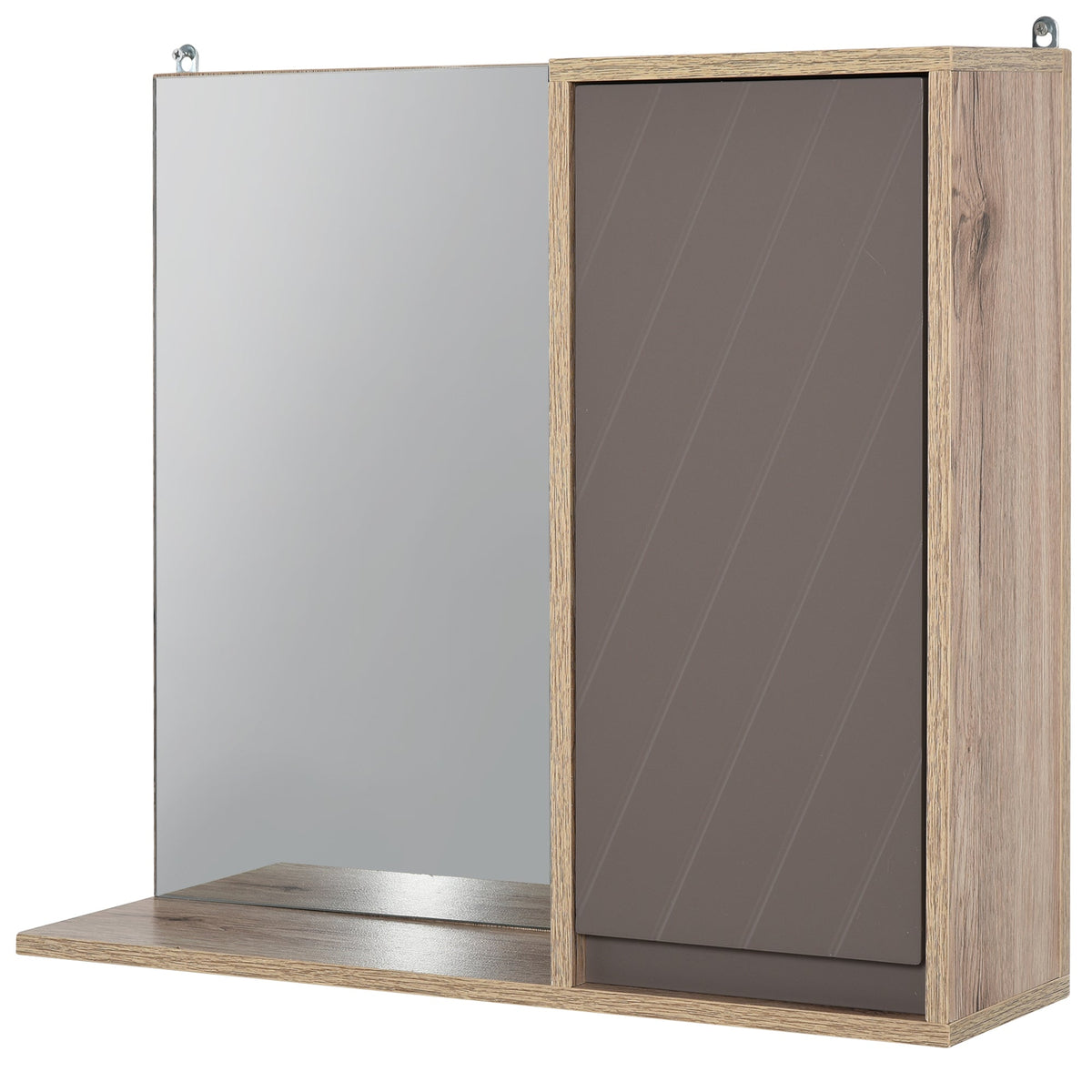 HOMCOM Bathroom Mirror Cabinet, Wall-Mounted Bathroom Cabinet with Mirror and Adjustable Inner Shelf, 57L x 14.2W x49.2H cm