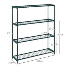 Outsunny Modern Plant Stand, 4-Tier Planter Holder with Steel Frame, Outdoor Flower Display Rack for Potted Plants Garden Balcony Decor, Dark Green