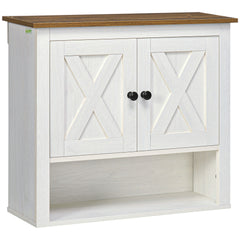 kleankin On-Wall Farmhouse Bathroom Storage Cabinet - White