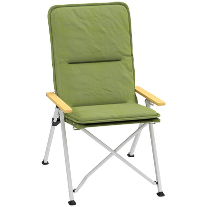 Outsunny Portable Camping Chair for Adults, High Back Folding Chair with Padded Seat and Carry Bag, Outdoor Recliner for Hiking, Fishing, Beach and Picnic, Green