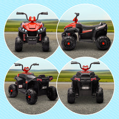 AIYAPLAY 12V Kids Electric Quad Bike w/ Spring Suspension System, Forward, Backward, LED Light, Music, MP3, Red