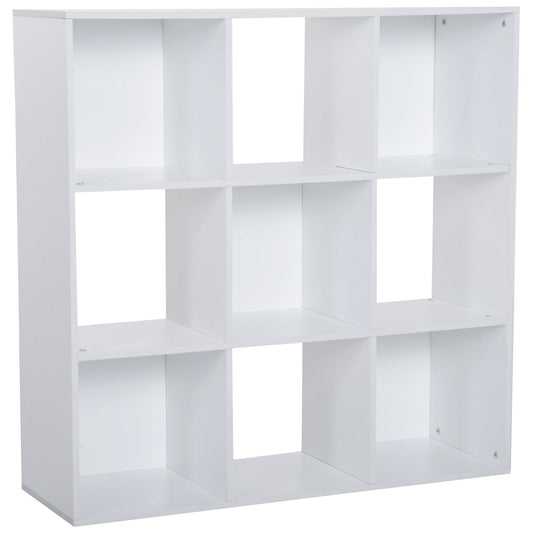 HOMCOM 3-tier 9 Cubes Storage Unit Particle Board Cabinet Bookcase Organiser Home Office Shelves White