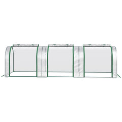 Outsunny PVC Tunnel Greenhouse Green Grow House Steel Frame for Garden Backyard with Zipper Doors 295x100x80 cm, Clear