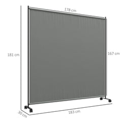 Outsunny 183 x 181cm Outdoor Privacy Screen, with Wheels - Dark Grey