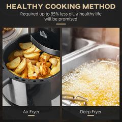 HOMCOM 4L Air Fryer, 1300W Air Fryer Oven with Digital Touch Display, Rapid Air Circulation, 12 Cooking Programs, Adjustable Temperature, Timer, Nonstick Basket for Oil Less or Low Fat Cooking, Black