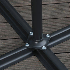 Outsunny 2.45m Overhanging Cantilever Parasol, with Cross Base - Black