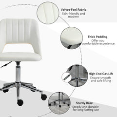 Vinsetto Armless Velvet-Feel Office Chair - Cream White