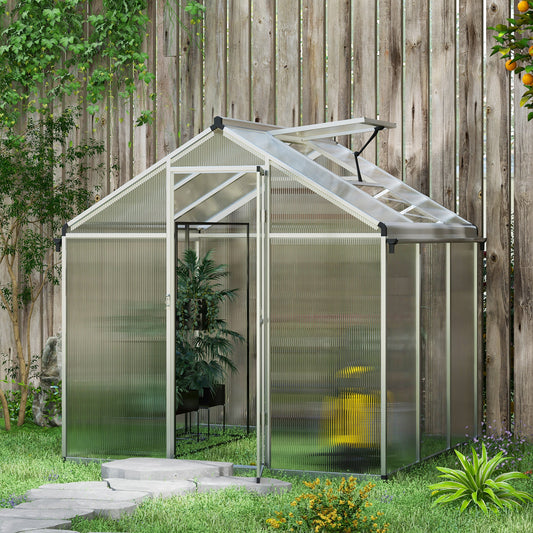 Outsunny 6 x 6ft Aluminium Frame Greenhouse, with Foundation