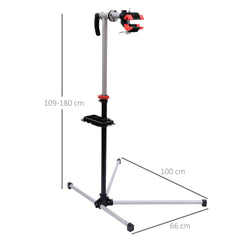 HOMCOM Bike Repair Stand Workstation, Bicycle Maintenance Workstand, Height Adjustable, with Tool Tray & 360√Ç¬∞ Rotating Adjustable Clamp for Home Mechanic Workshop