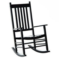 Outsunny Outdoor Porch Rocking Chair Armchair Wooden Patio Rocker Balcony Deck Garden Seat Black