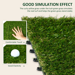 Outsunny 10 PCs 30 x 30cm Artificial Grass Turf, 25mm Pile Height Grass Carpet Fake Grass Mat UV Resistance for Outdoor