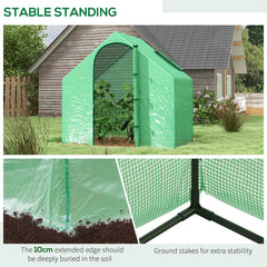 Outsunny Walk In Mini Greenhouse Garden Outdoor Flower Planter Steel Frame w/ Zipped Door & Window, PE Cover, 180 x 100 x 168CM, Green