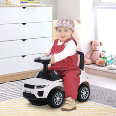 HOMCOM 3-in-1 Ride On Car Foot To Floor Slider Toddler w/ Horn Steering Wheel NO POWER Manual Under Seat Storage Safe Design for 1-3 Year Old White