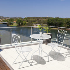 Outsunny Three-Piece Metal Bistro Set - White