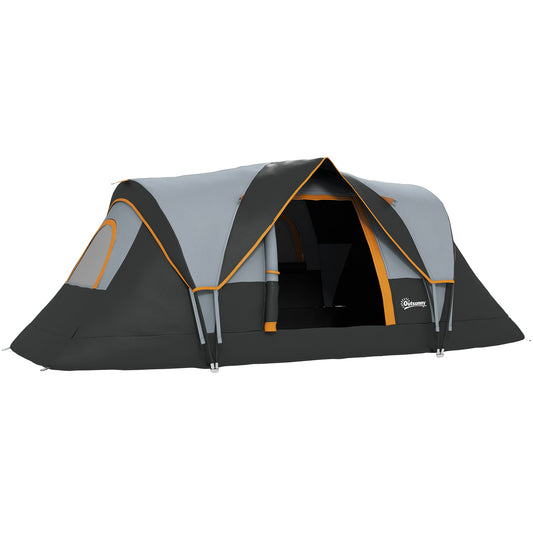 Outsunny 5-6 Man Dome Camping Tent - Light Grey and Black