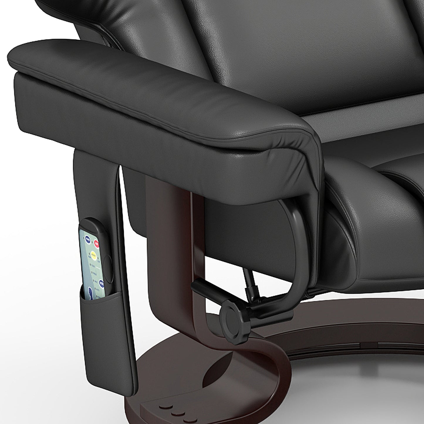 HOMCOM Massage Recliner Chair with Footstool, Upholstered Reclining Armchair with Adjustable Backrest, Steel Frame and Wood Base, Swivel Chair for Living Room, Bedroom, Black
