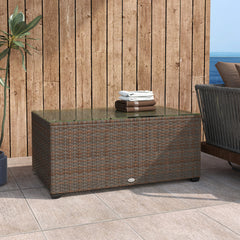 Outsunny 90 x 50cm Glass-Top Rattan Side Table - Brown