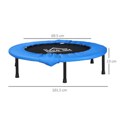 HOMCOM â101 Mini Fitness Trampoline Home Gym Yoga Exercise Rebounder Indoor Outdoor Jumper with Safety Pad, Support Up to 100 KG, Blue and Black